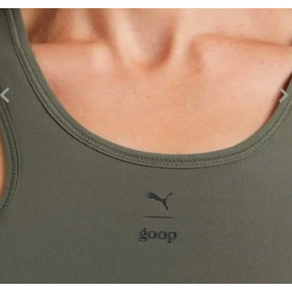 Puma x Goop Sports Bra Womens M Olive Green Racerback Mesh Activewear Athleisure - Picture 6 of 6